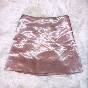 Pink Above Knee Satin Skirt XS